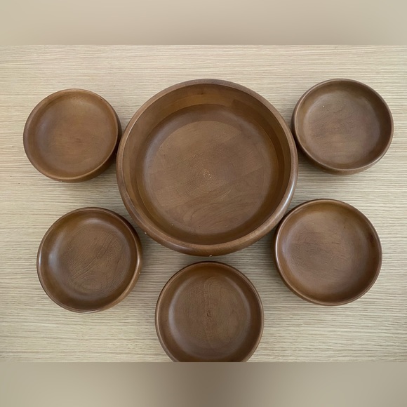 Vintage Baribocraft Canadian Maple Wood Salad Bowl with 5 Bowls - Picture 2 of 16